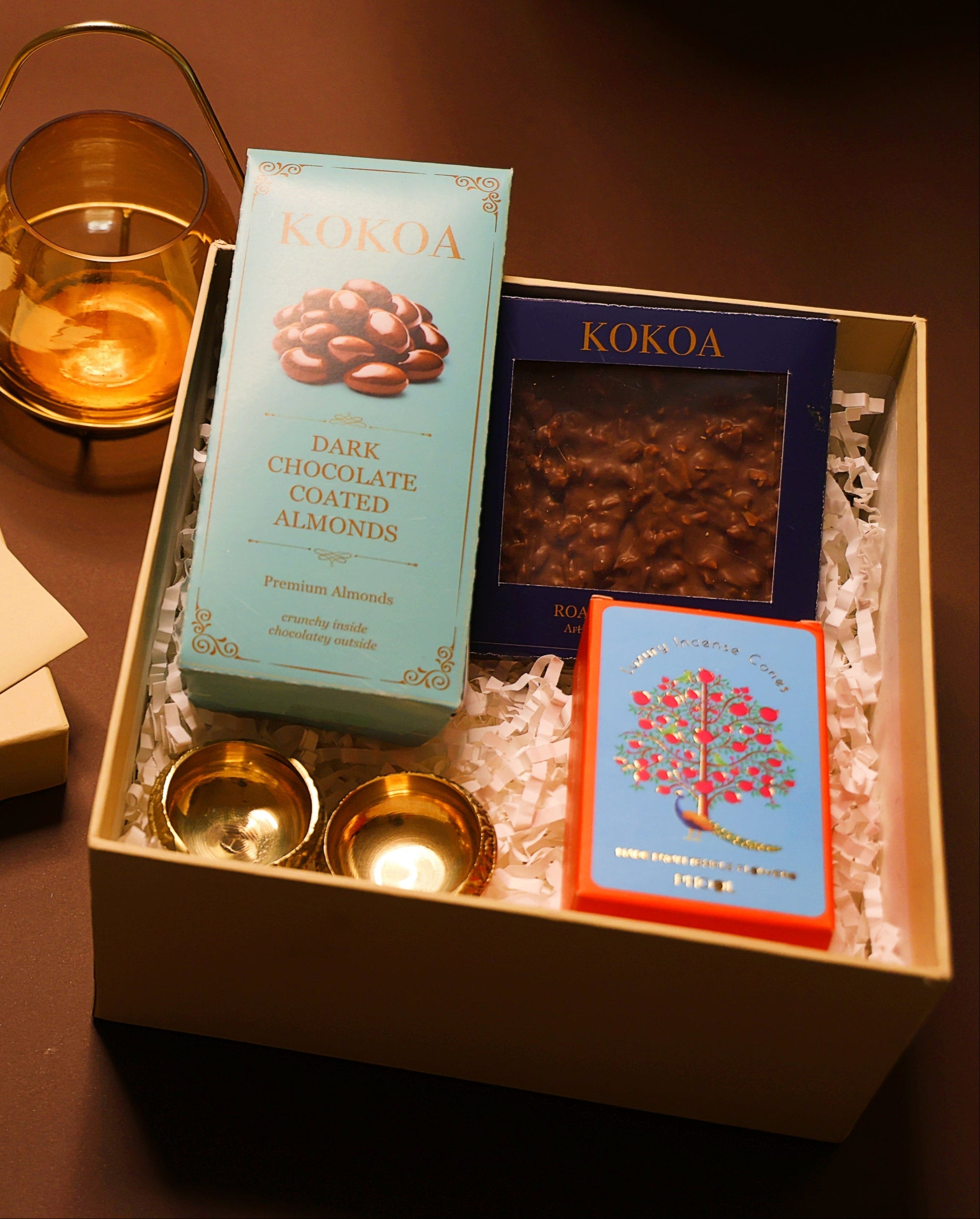 Brass Diya and Bites Box