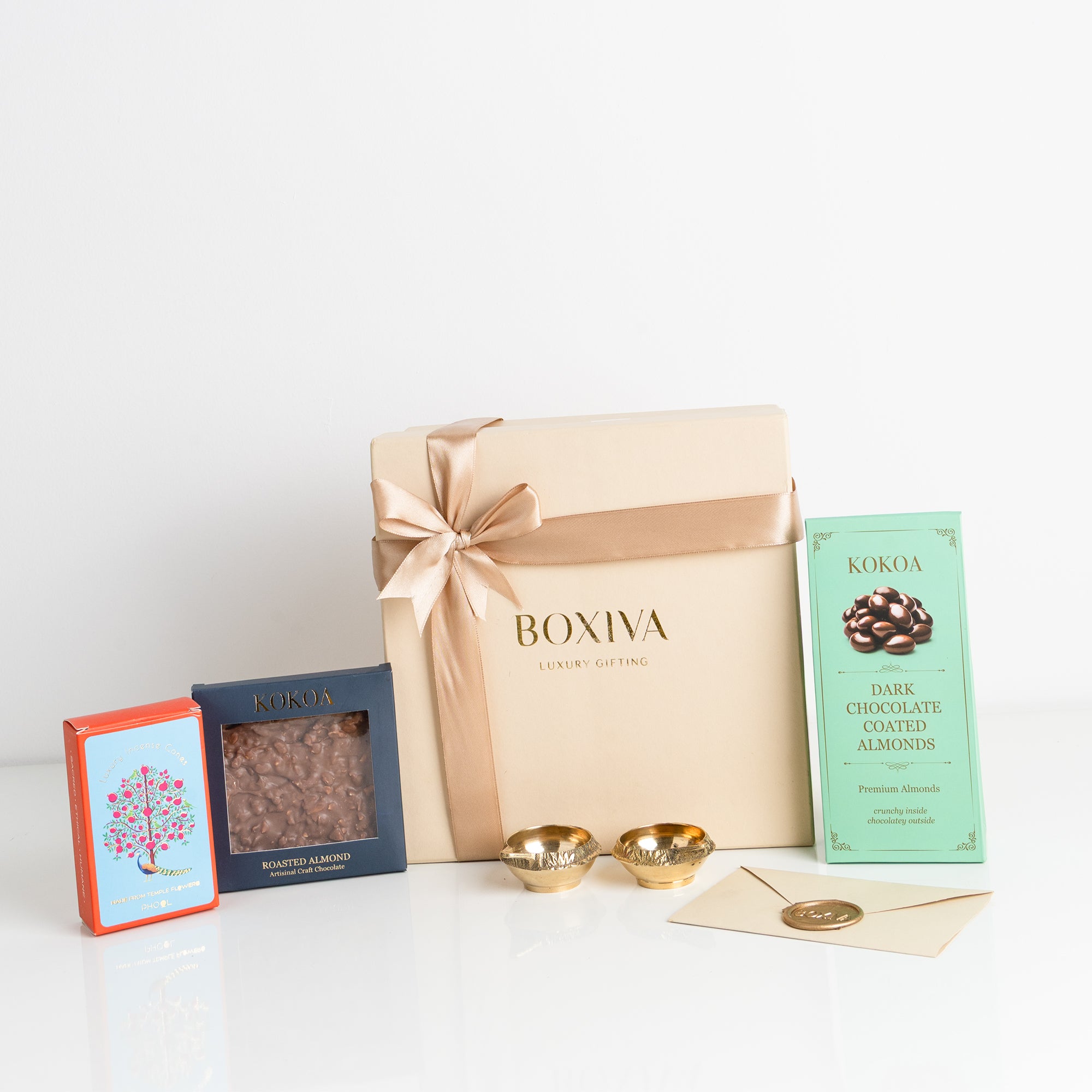 Brass Diya and Bites Box