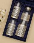 German Silver Bottle & Glass Set