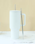 Insulated Stainless Steel Travel Tumbler with Handle & Straw | 1200ml Reusable Mug