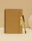 7" × 5" Eco-Friendly Spiral Notepad with Sticky Notes & Pen