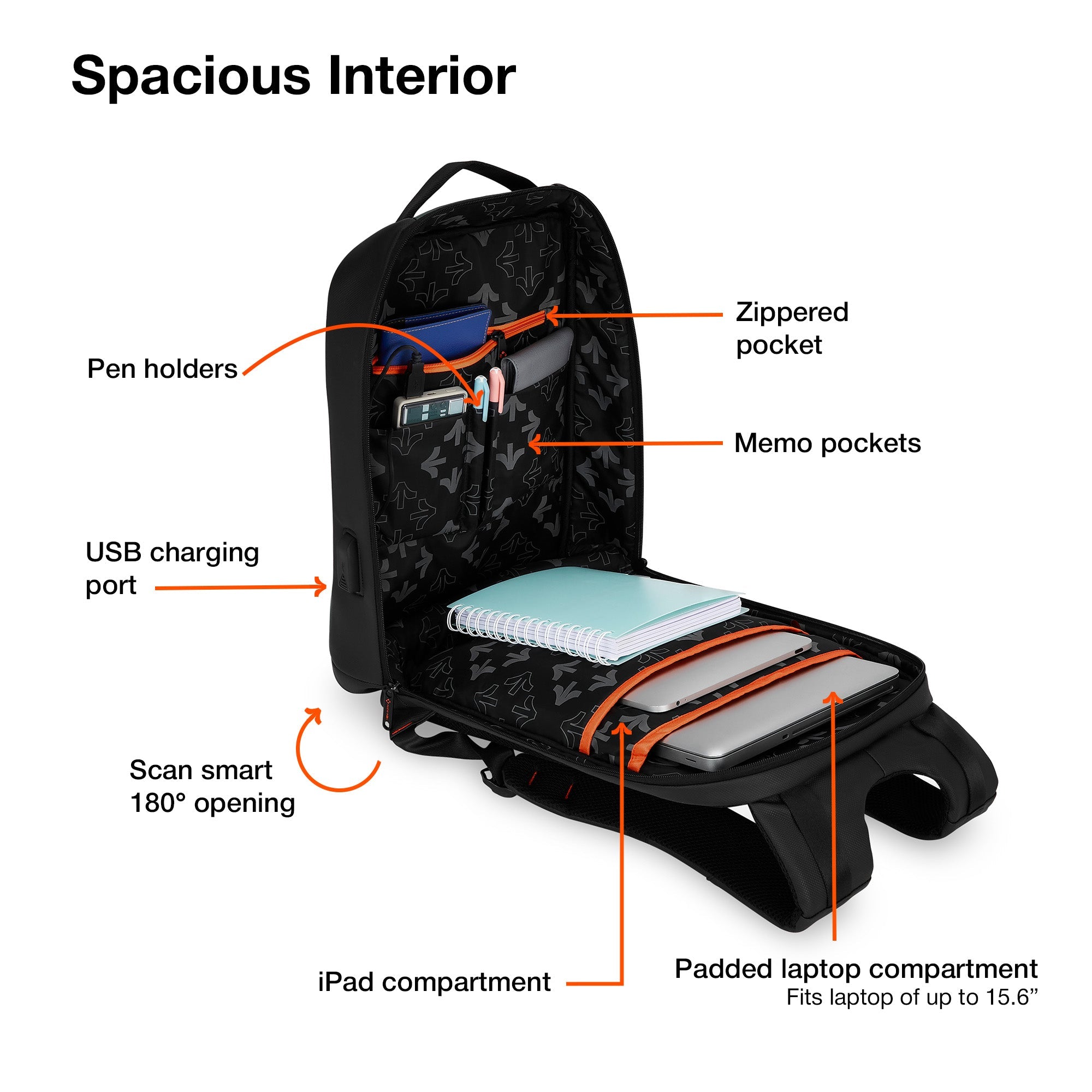 Black &amp; Forest Green Smart Laptop Backpack