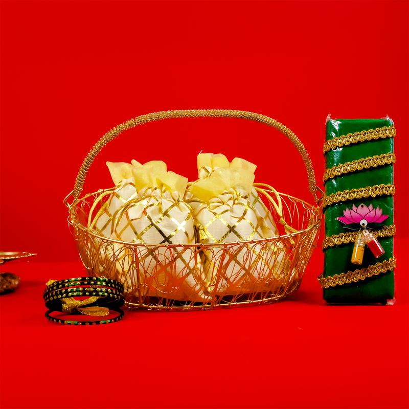 Traditional Thamboolam Golden Basket