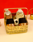 Golden Basket with Copper Glasses
