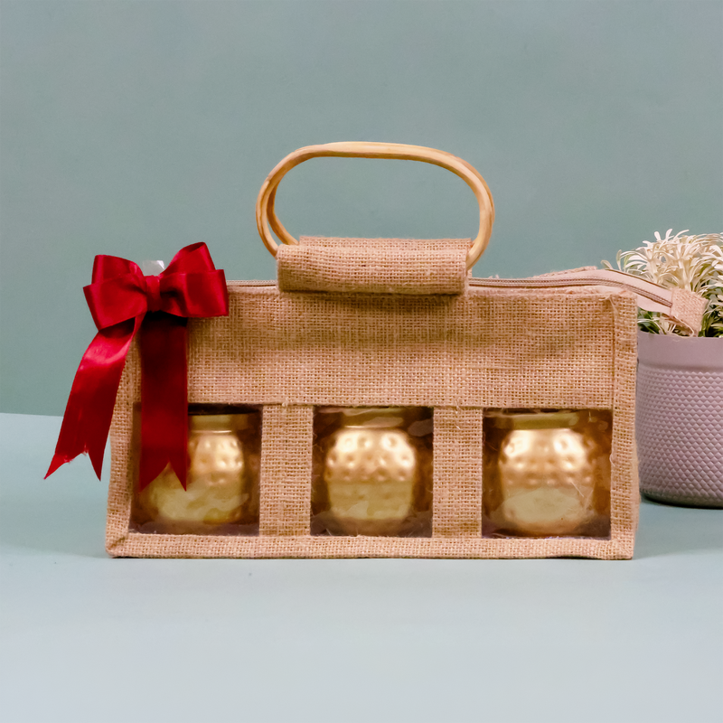 Jute Bag 3 Jar Delight Wedding Hamper