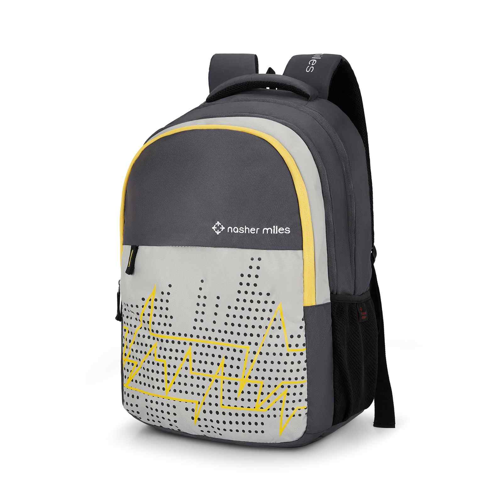 Grey Wave Design Multi-Compartment Laptop Backpack