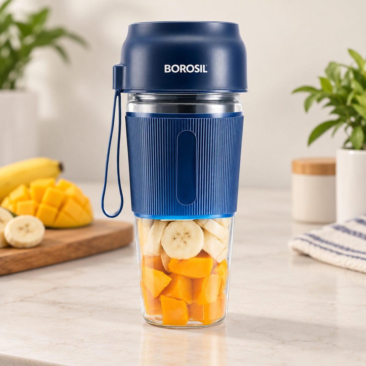 Borosil NutriGrip Blue Portable Blender