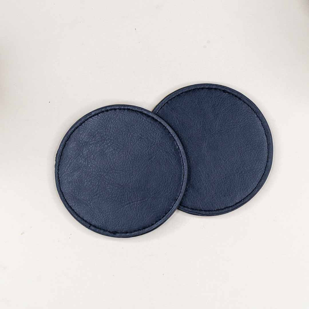 Tan Leatherette Round Coaster