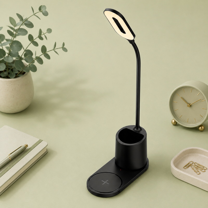 Gleam 3-in-1 Wireless Charging Desk Lamp & Organizer