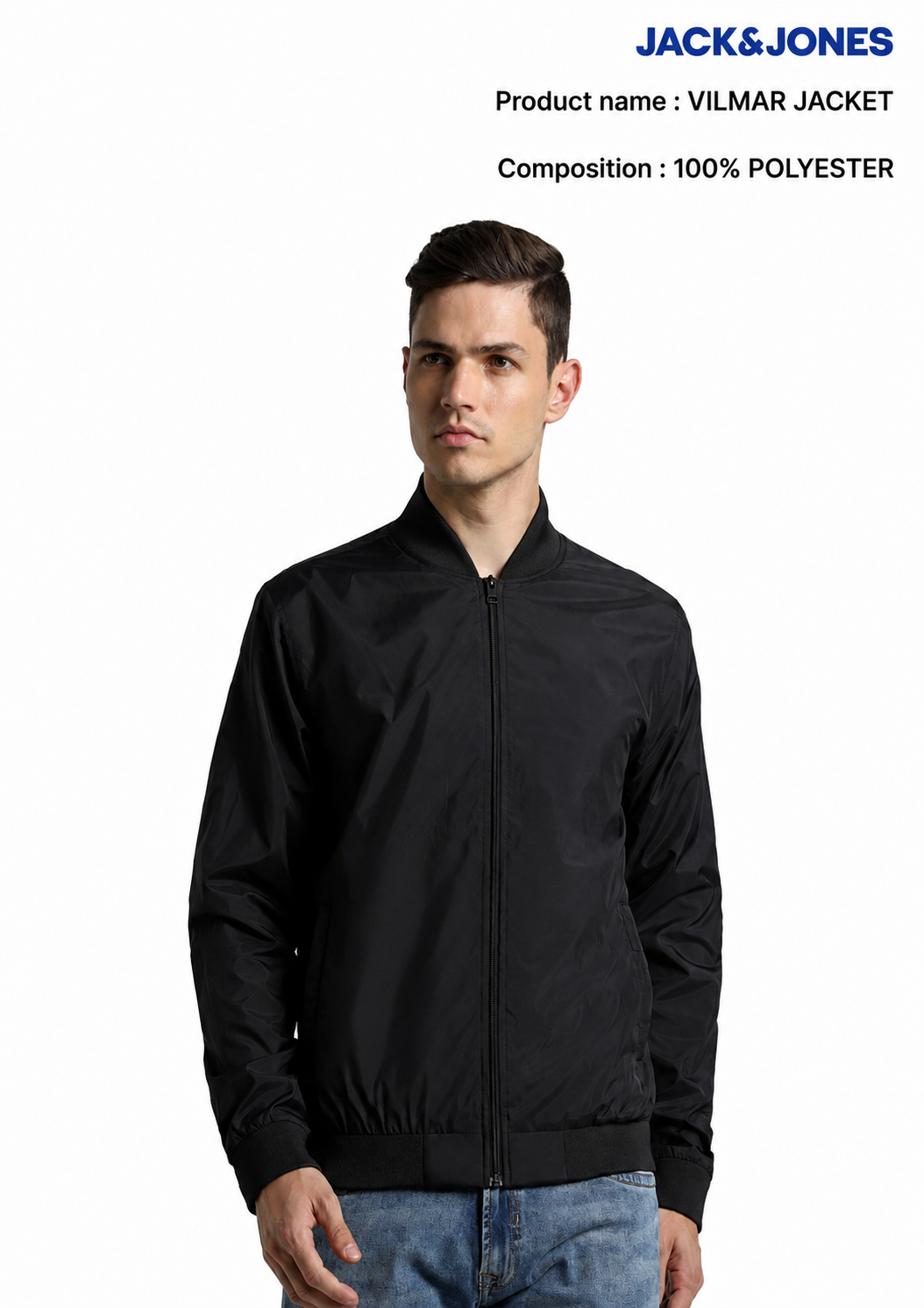 Jack &amp; Jones Vilmar Black Bomber Jacket