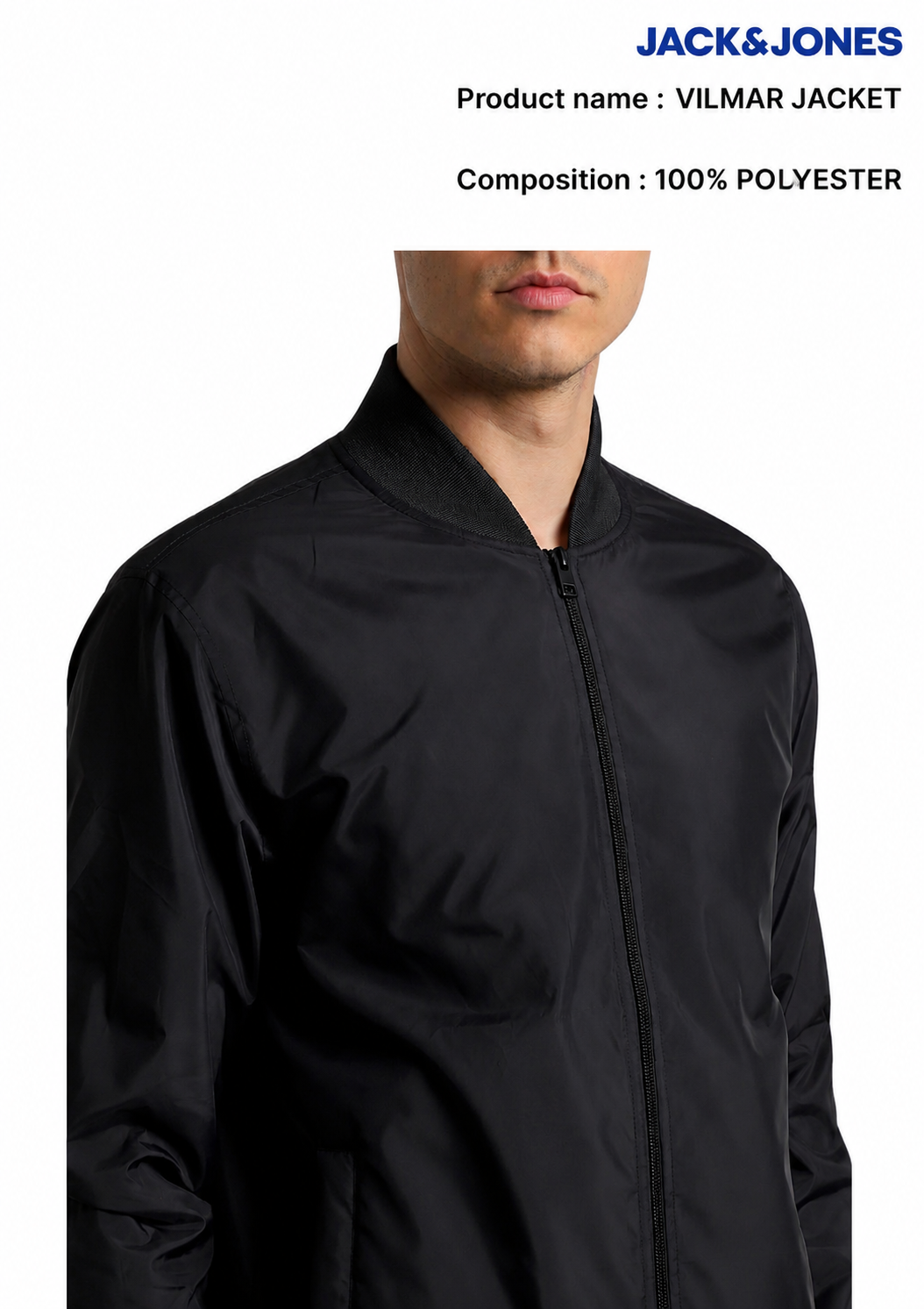 Jack &amp; Jones Vilmar Black Bomber Jacket