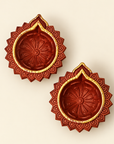 Hand Made Hand Painted Clay Diya