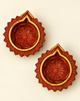 Hand Made Hand Painted Clay Diya