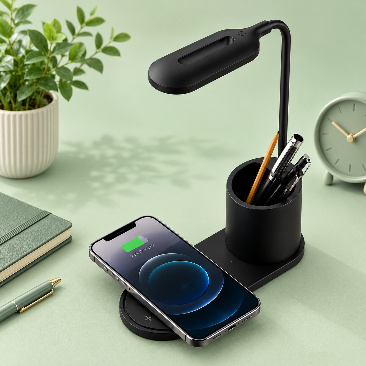 Gleam 3-in-1 Wireless Charging Desk Lamp &amp; Organizer