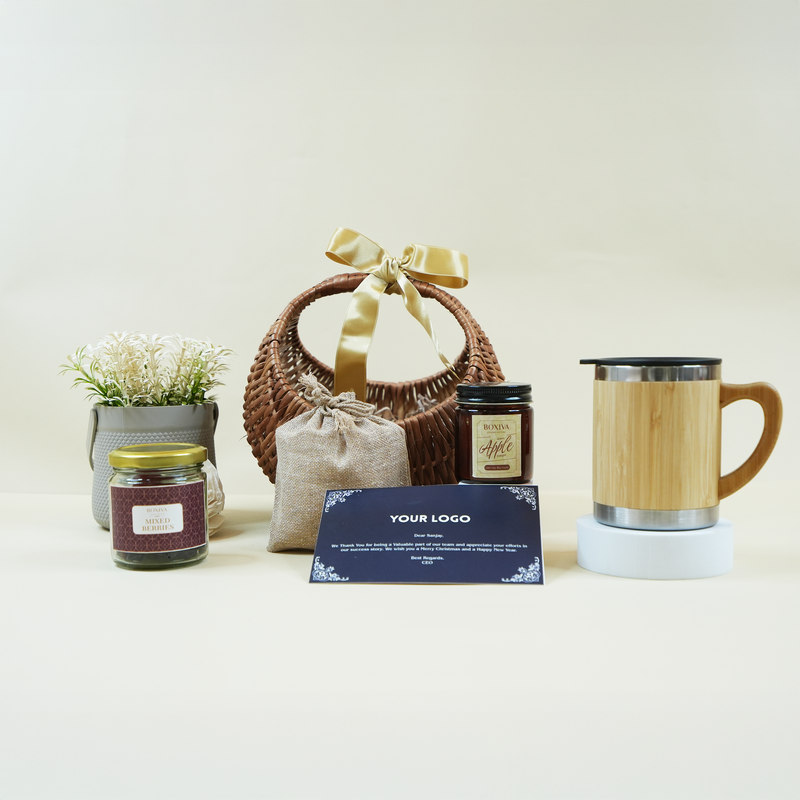 Minimal Eco Cane Basket Gift Hamper