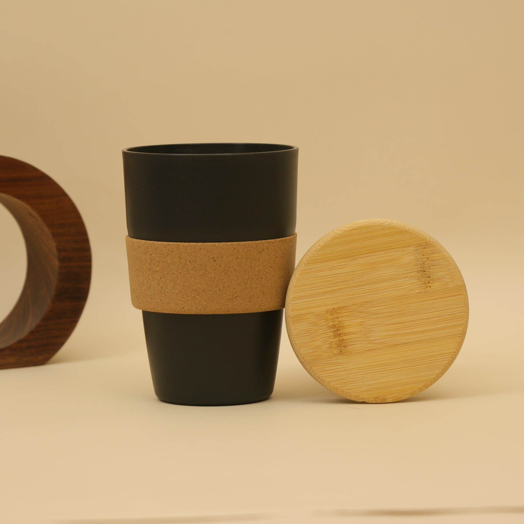 Eco-Friendly Bamboo Lid Coffee Mug with Cork Grip