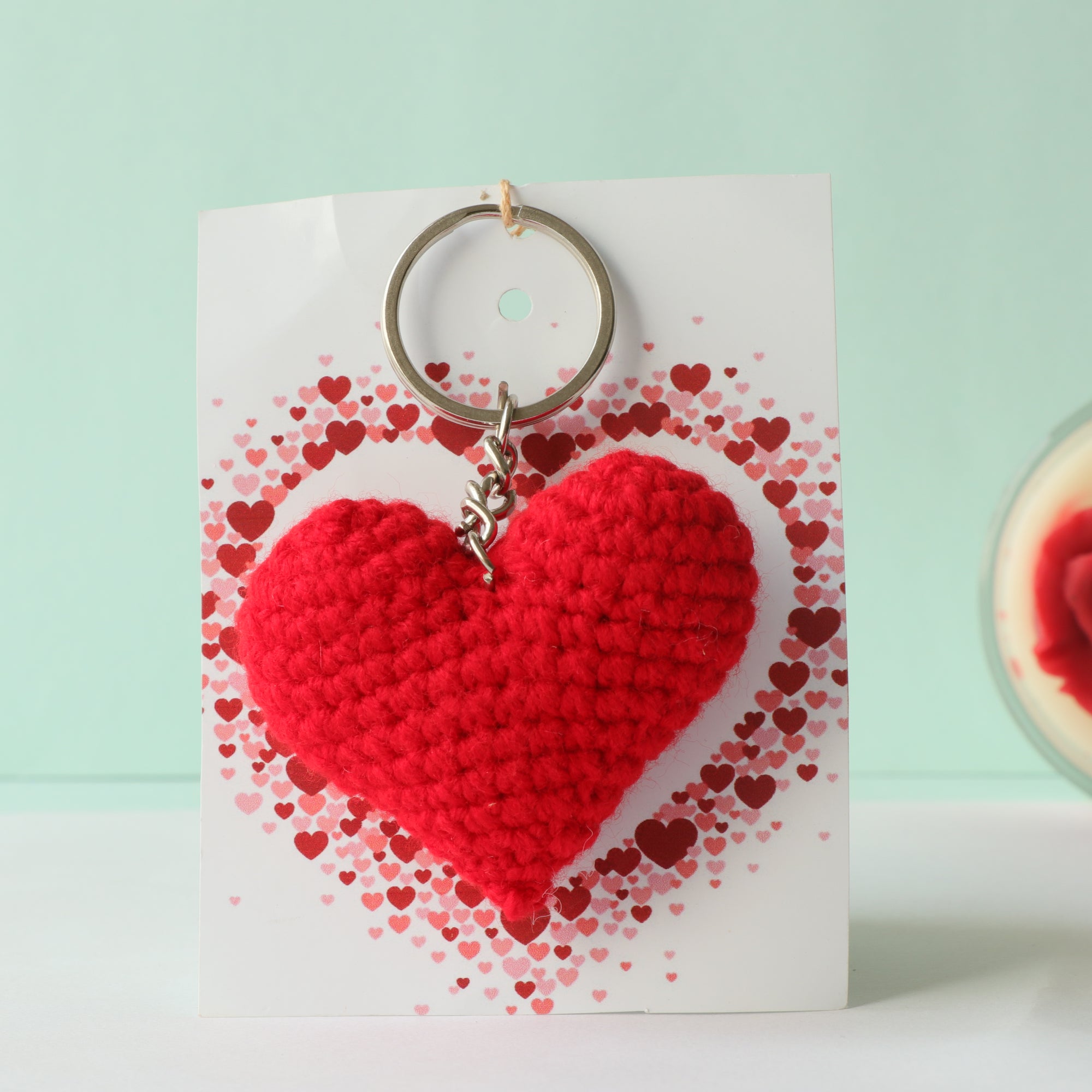 Crochet Heart Keychain