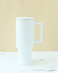 Insulated Stainless Steel Travel Tumbler with Handle & Straw | 1200ml Reusable Mug