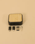 Bamboo Finish Multi-Connector Tech Kit | Compact Charging Adapter Set