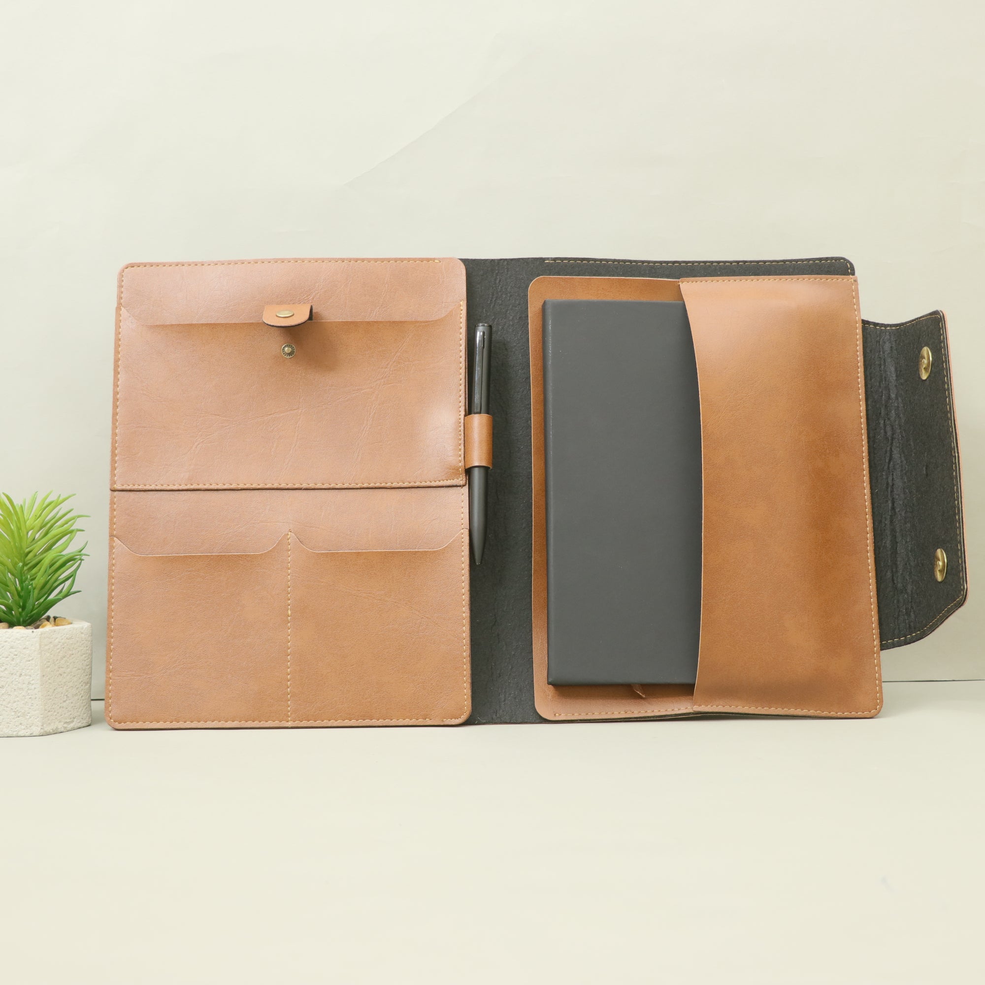 Leatherite Desk Organiser With Pen And dairy