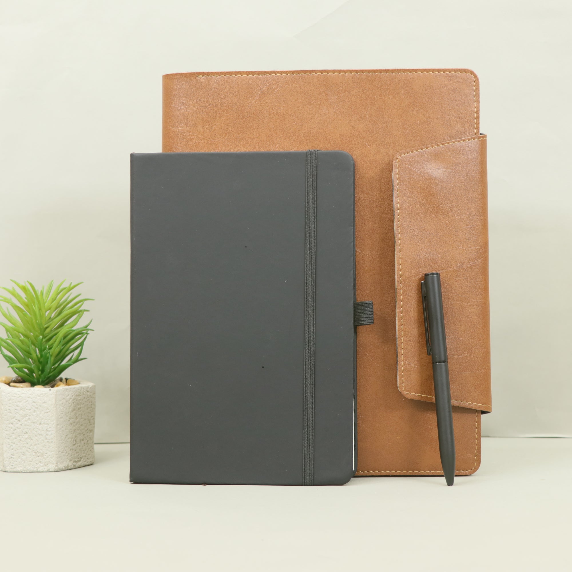 Leatherite Desk Organiser With Pen And dairy