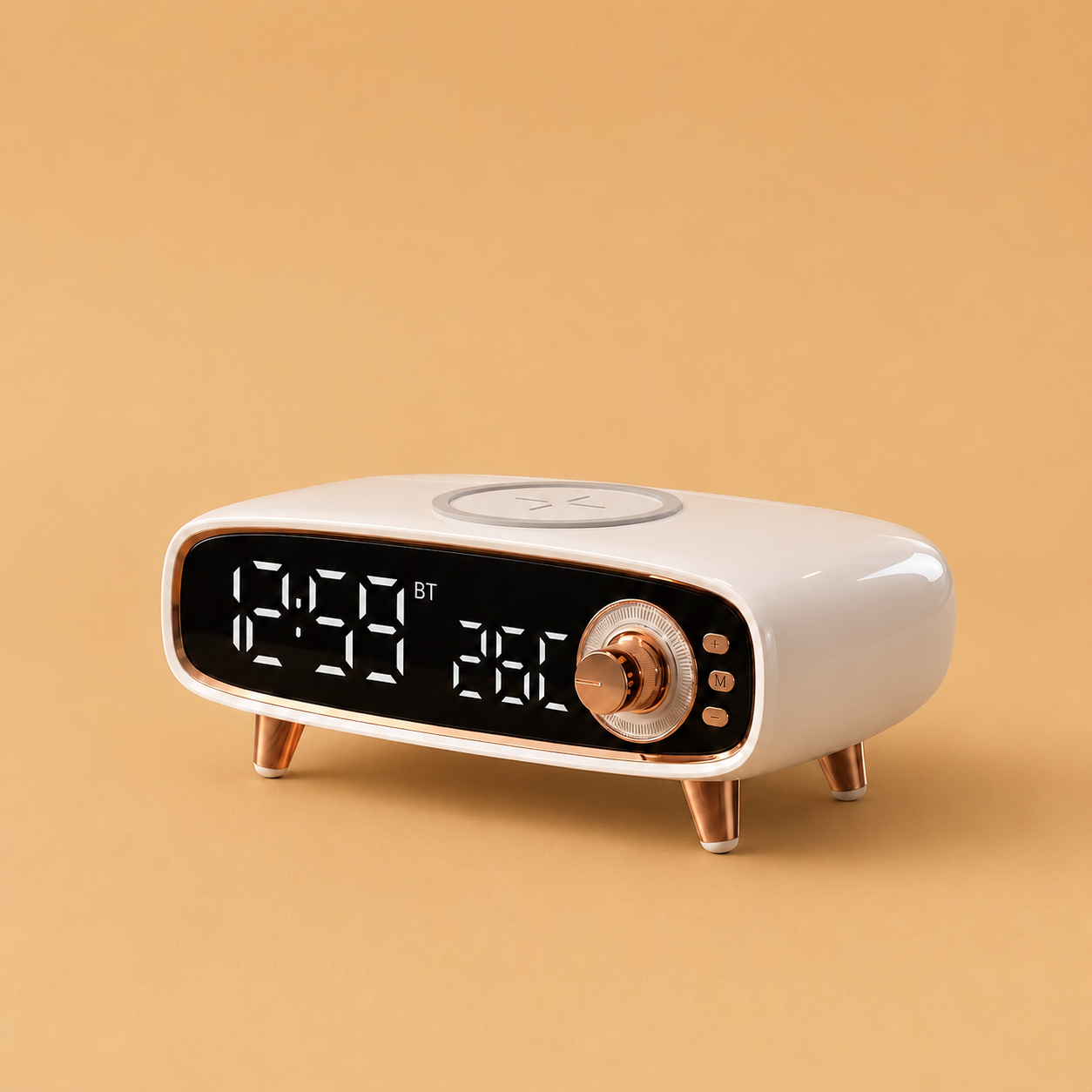 Pebble Bluetooth Speaker with Digital Clock &amp; Wireless Charger